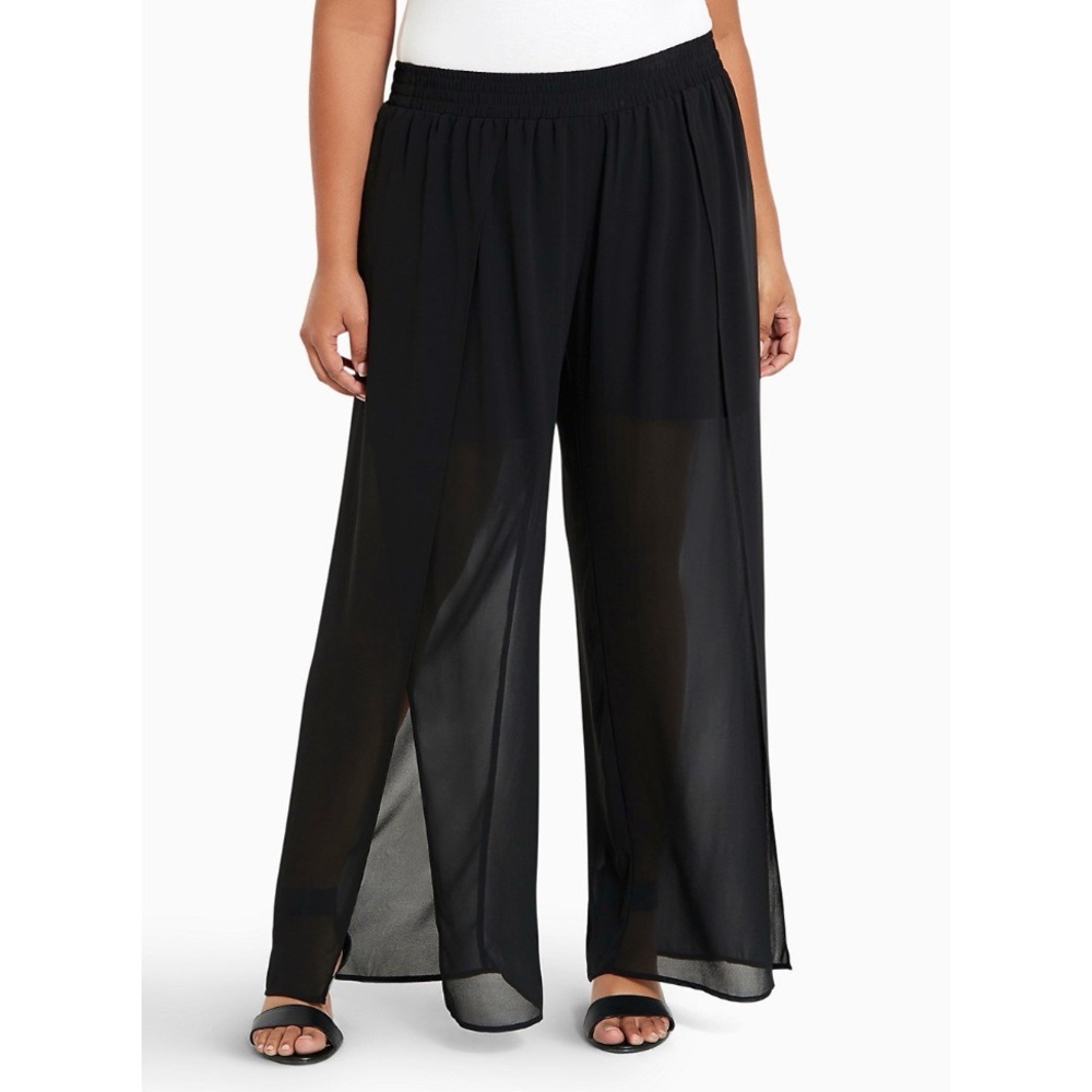 Chiffon wide leg pants.